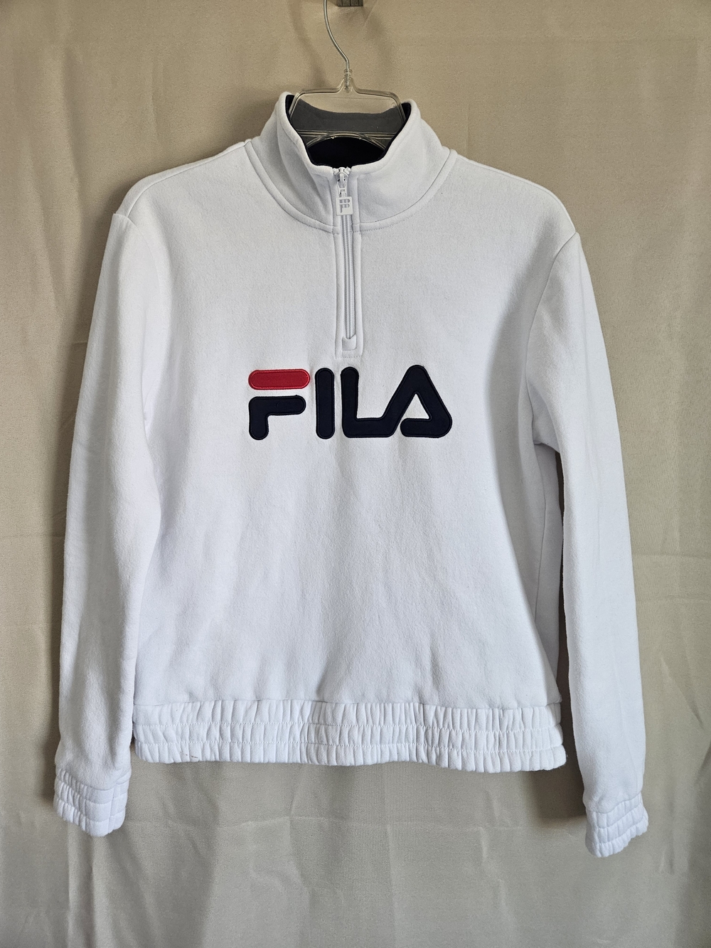 FILA White Quarter-Zip Pullover with Logo